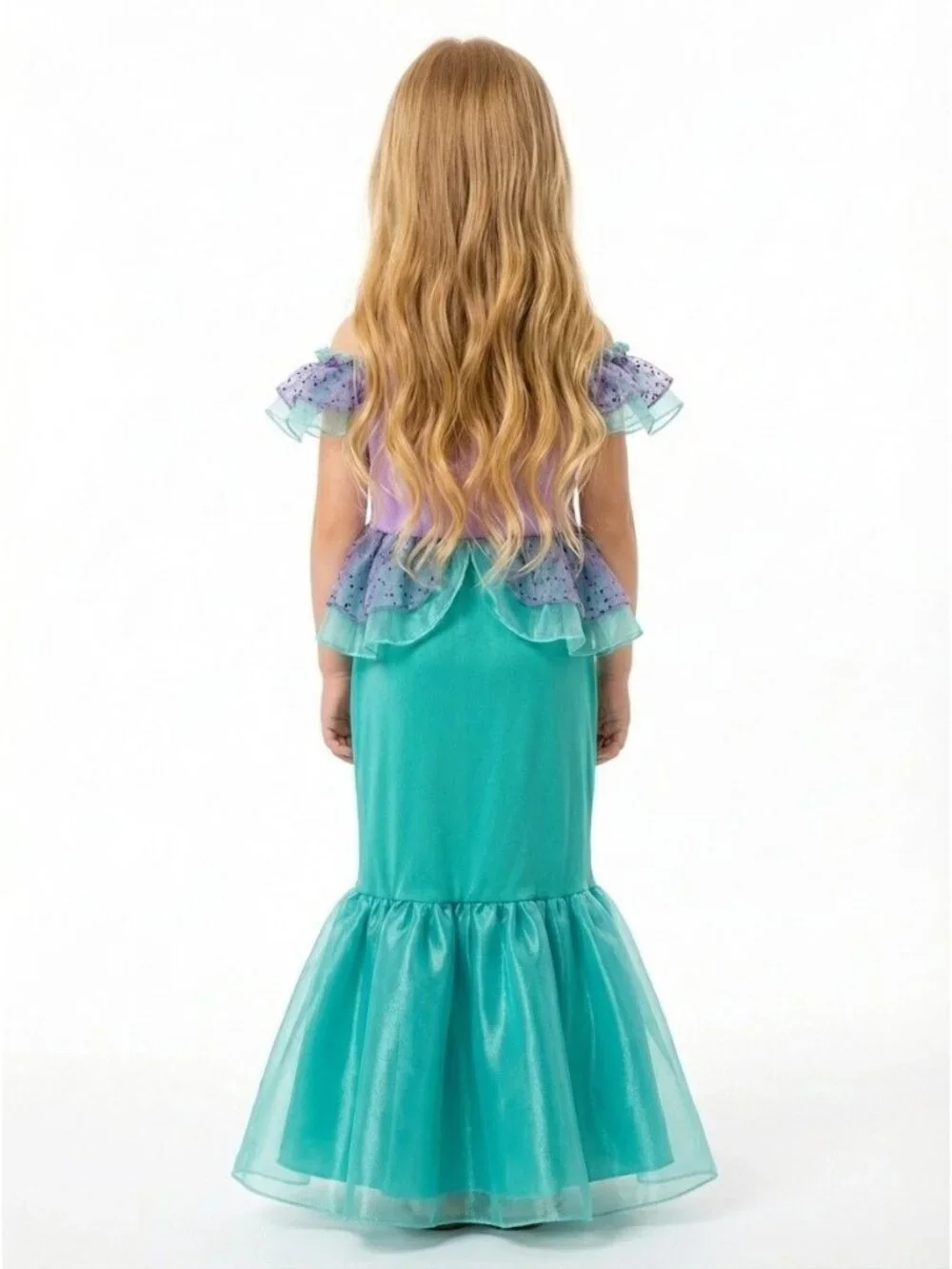 Girls Mermaid Princess Costume Dress Lavender Teal Glitter Birthday Party